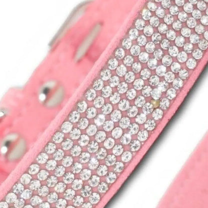 Baby Pink Crystal eco-Suede Dog Collar - Posh Pawz - 2