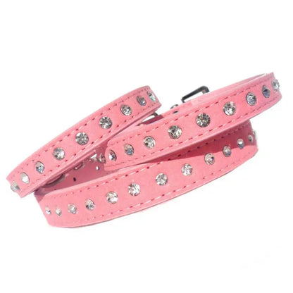 Baby Pink eco Suede Diamante Dog Collar - Posh Pawz - 1
