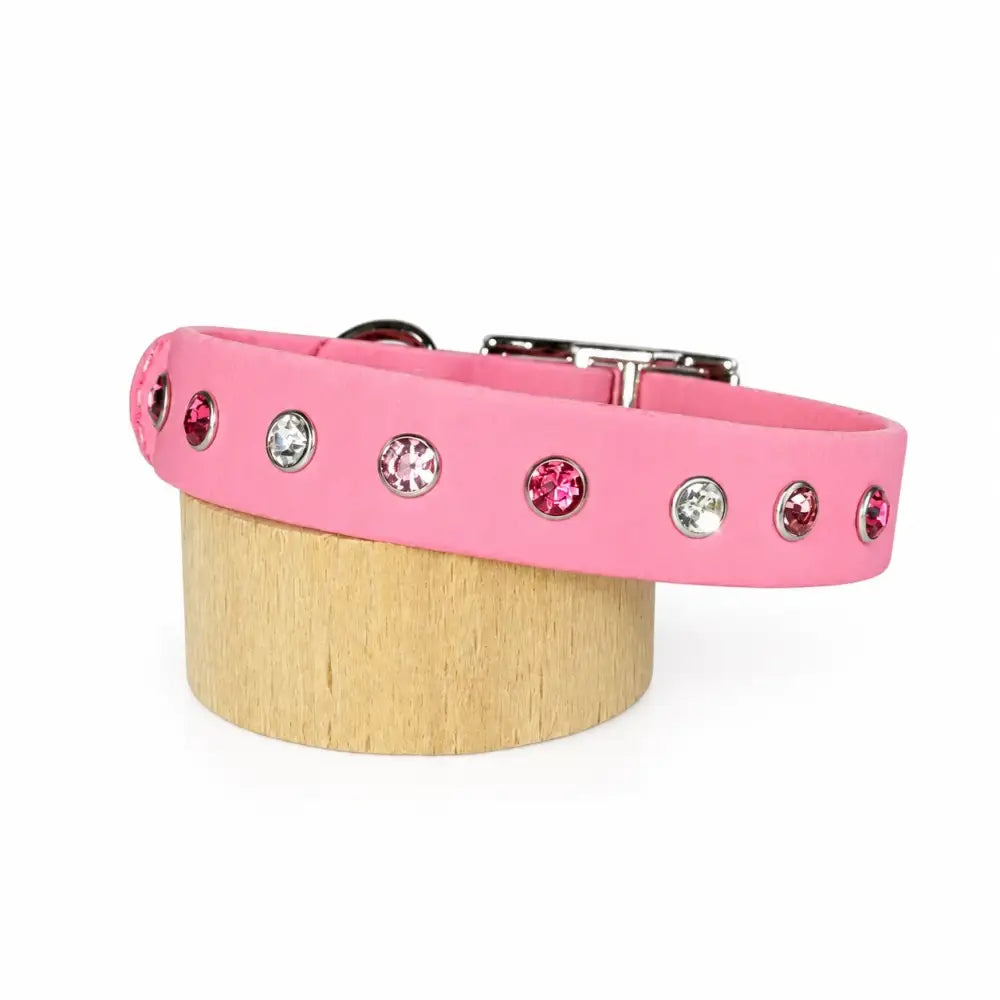 Baby Pink Slim Biothane Crystal Ombre Dog Collar - Poochie Fashion - 1