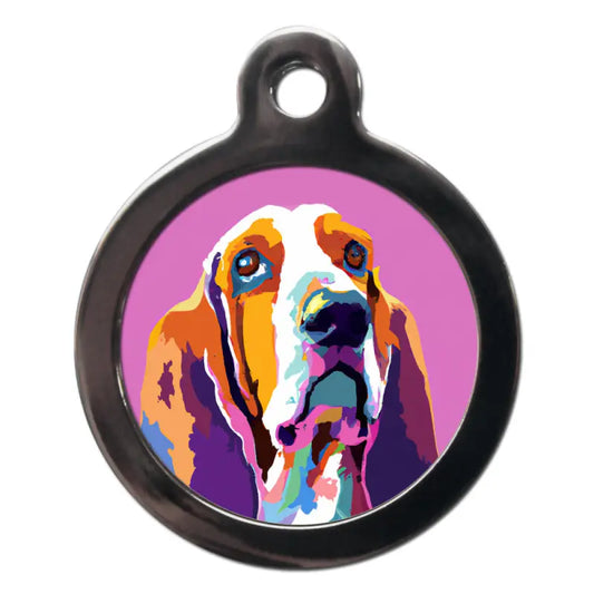 Basset Hound Pop Art Dog ID Tag - PS Pet Tags - 1