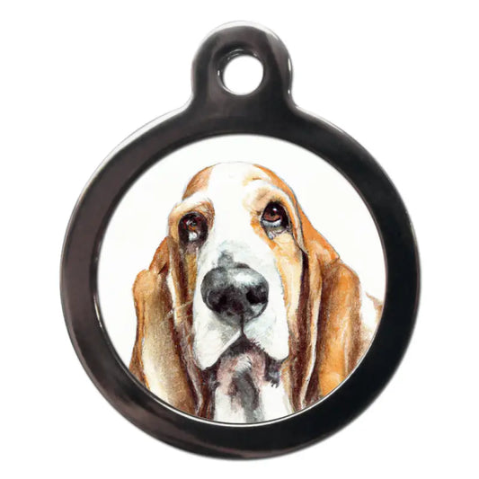 Basset Hound Portrait Dog ID Tag - PS Pet Tags - 1