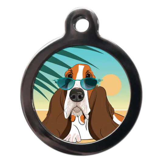 Basset Hound Summertime Dog ID Tag - PS Pet Tags - 1