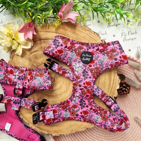 Berry Blossom Floral Dog Harness Pet Pooch 1