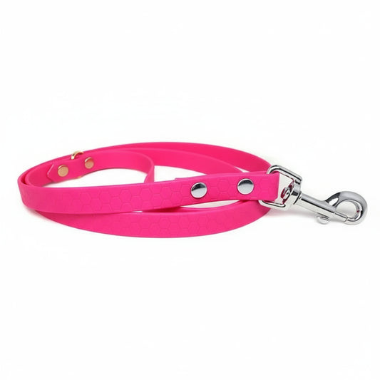 Biothane Waterproof Dog Lead in Hot Neon Pink - Poochie Fashion - 1