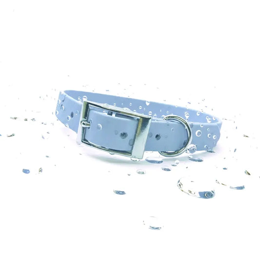 Biothane Waterproof Dog Collar in Baby Blue - Poochie Fashion - 1