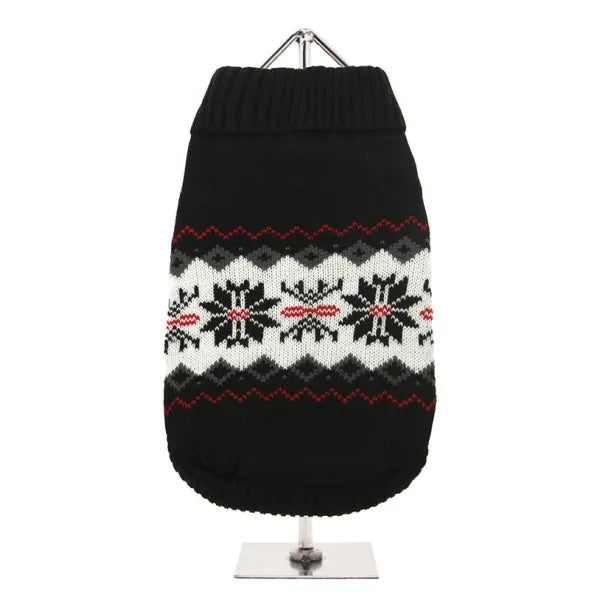 Black Alpine Snowflake Dog Jumper - Urban Pup - 1