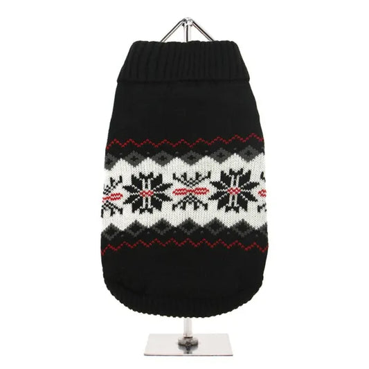 Black Alpine Snowflake Dog Jumper - Urban Pup - 1