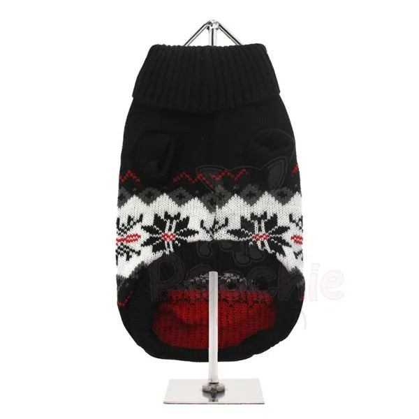 Black Alpine Snowflake Dog Jumper - Urban Pup - 3