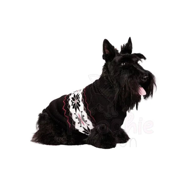 Black Alpine Snowflake Dog Jumper - Urban Pup - 2
