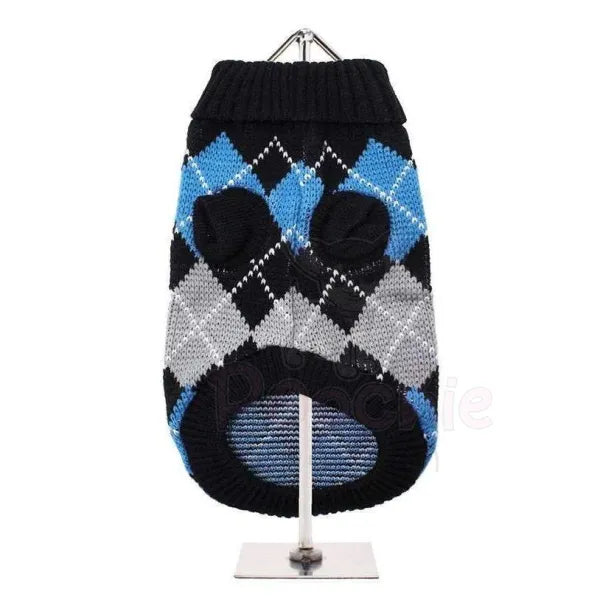 Black and Blue Argyle Dog Jumper - Urban Pup - 3