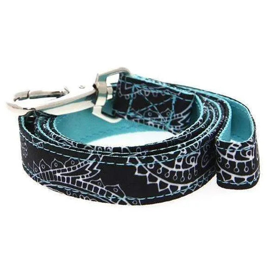 Black and Blue Paisley Designer Fabric Dog Lead - Urban Pup - 1