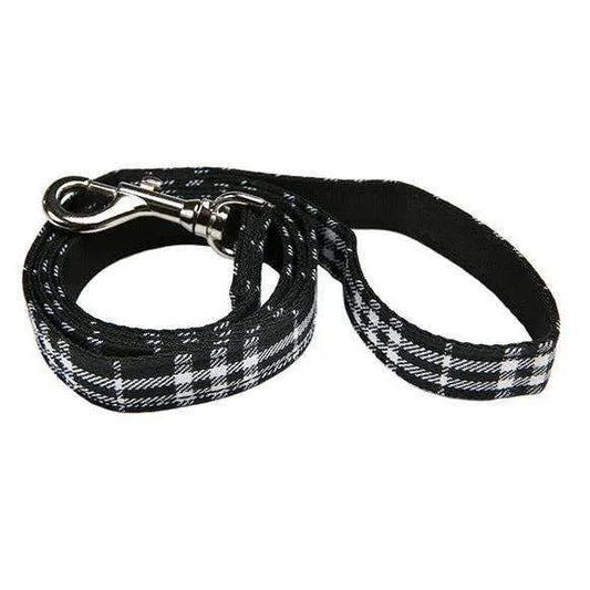 Black and White Tartan Fabric Dog Lead - Urban Pup - 1