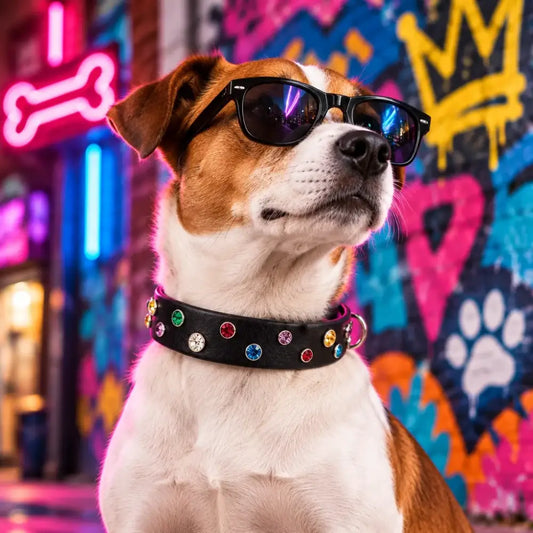 Black Biothane Crystal Confetti Dog Collar - Poochie Fashion - 2