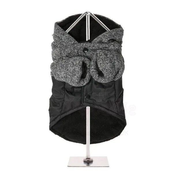 Black Cheviot Tweed Trimmed Designer Dog Coat - Urban - 3