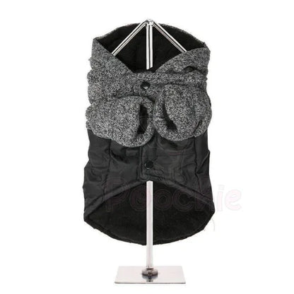 Black Cheviot Tweed Trimmed Designer Dog Coat - Urban Pup - 3