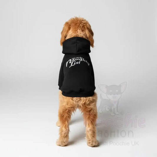 Black Christmas Naughty List Fleece Dog Hoodie - Poochie Fashion - 2