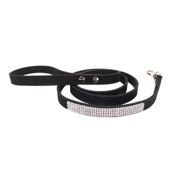 Black Crystal eco-Suede Dog Lead - Posh Pawz - 1