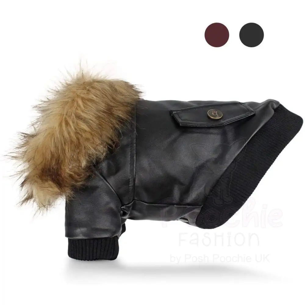 Black Eco Leather Dog Coat Large - Sale - 3