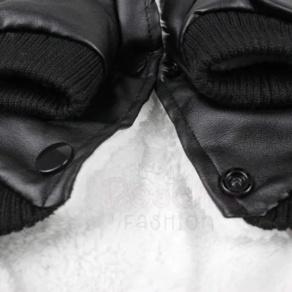Black Eco Leather Dog Coat - Sale - 5