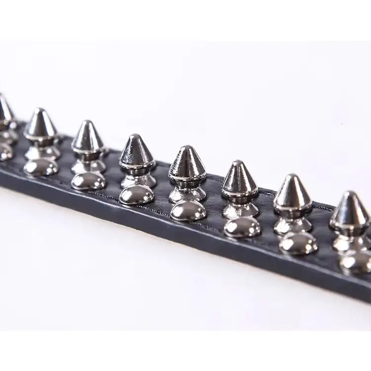 Black Metro Spike Vegan Leather Dog Collar - Posh Pawz - 3