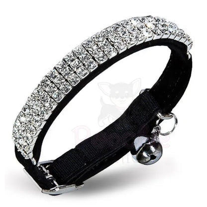 Black Velvet Rhinestone Crystal Cat Collar - Posh Catz - 3