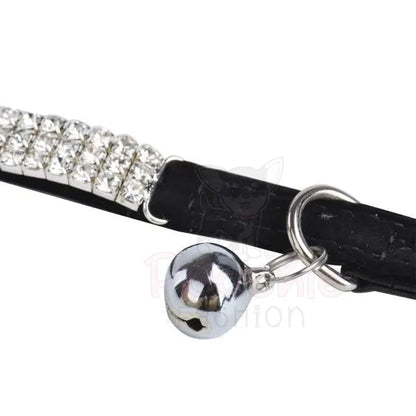 Black Velvet Rhinestone Crystal Cat Collar - Posh Catz - 2