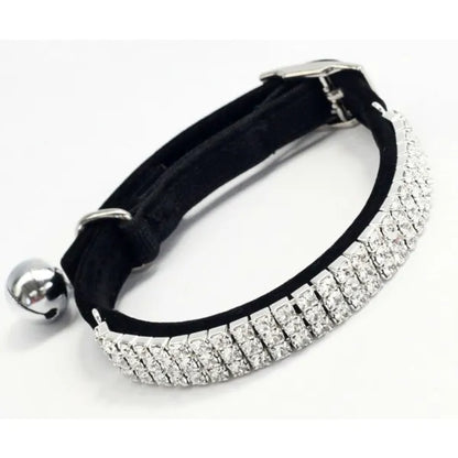 Black Velvet Rhinestone Crystal Cat Collar - Posh Catz - 1