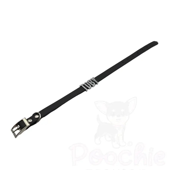 Black Waterproof Personalised Dog Collar with Chrome Letters - Poochie Fashion - 4