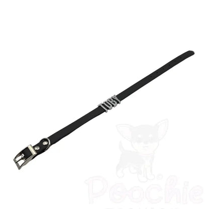 Black Waterproof Personalised Dog Collar with Chrome Letters - Poochie Fashion - 4