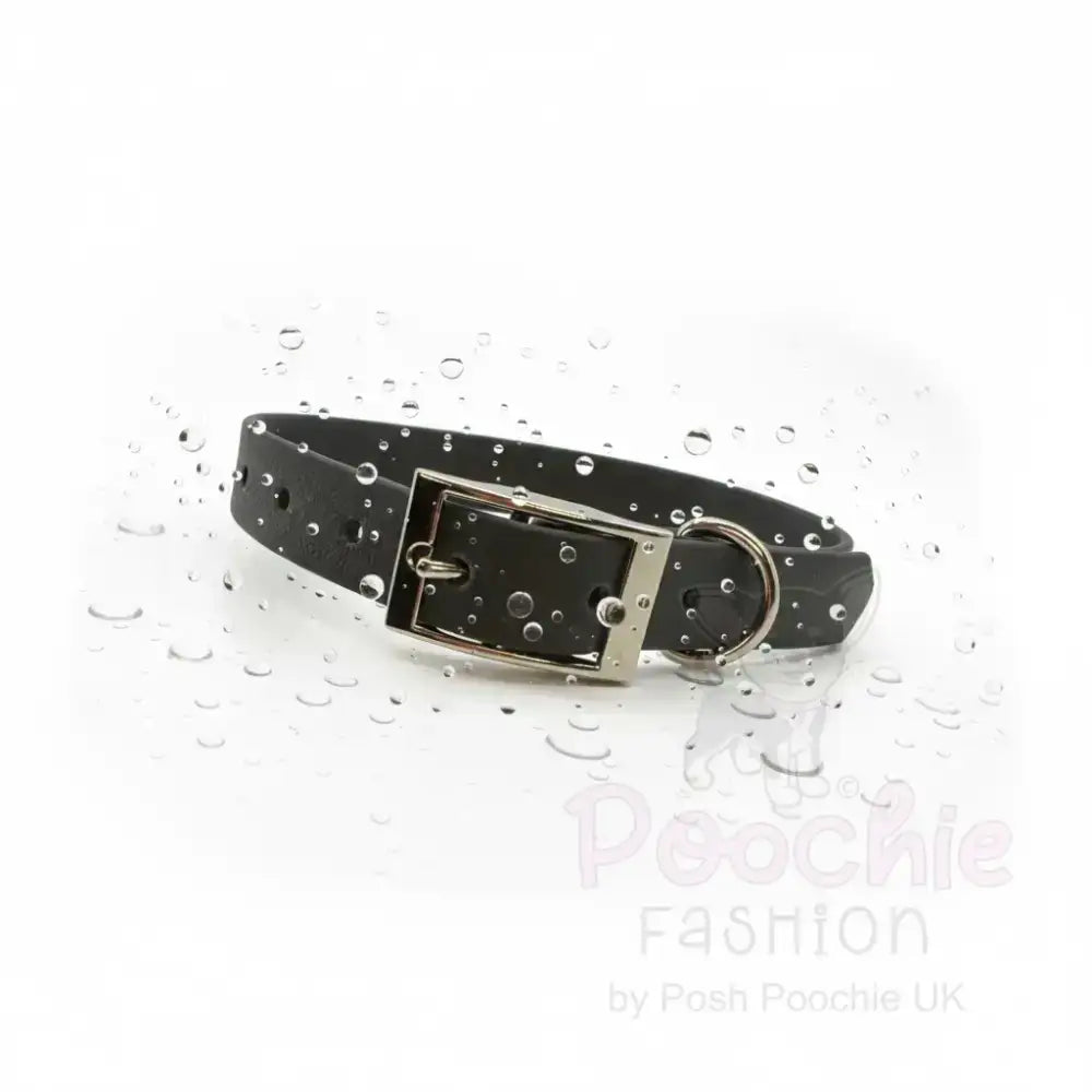 Black Waterproof Personalised Dog Collar with Diamante Letters - Poochie Fashion - 4