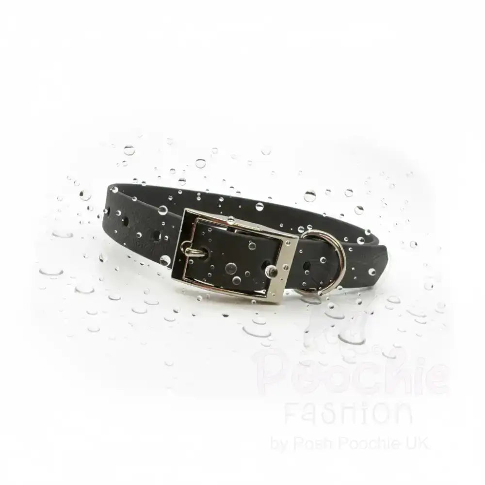 Black Waterproof Personalised Dog Collar with Large Diamante Letters - Poochie Fashion - 6