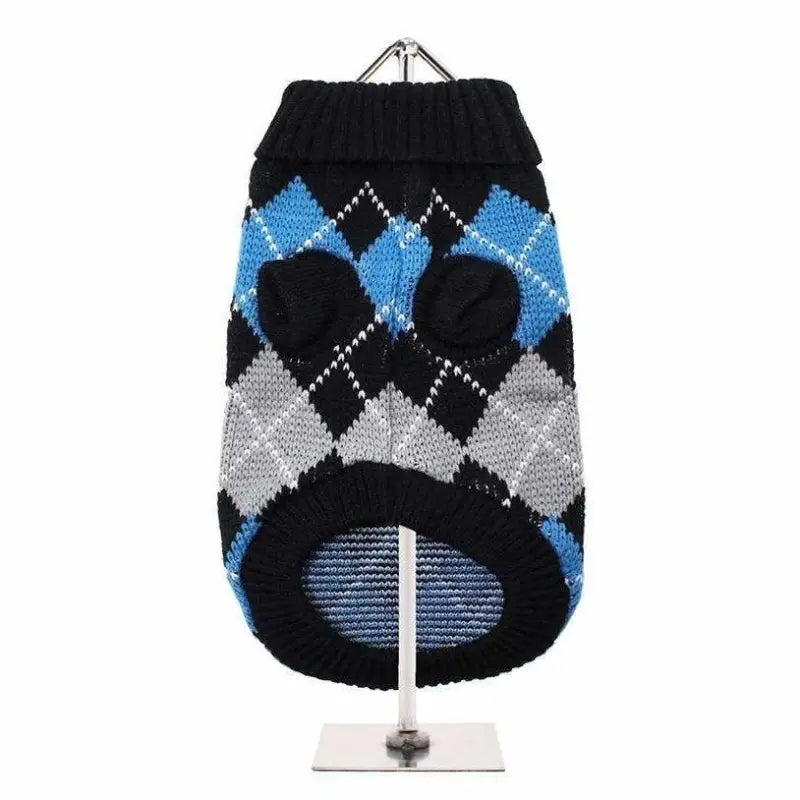 Urban Pup Black And Blue Argyle Dog Jumper Small - Sale - 2