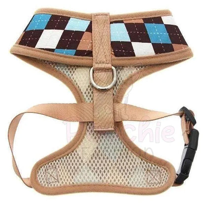 Blue and Brown Argyle Dog Harness - Sale - 2