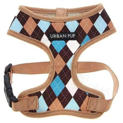 Blue and Brown Argyle Dog Harness Xxs - Sale - 3