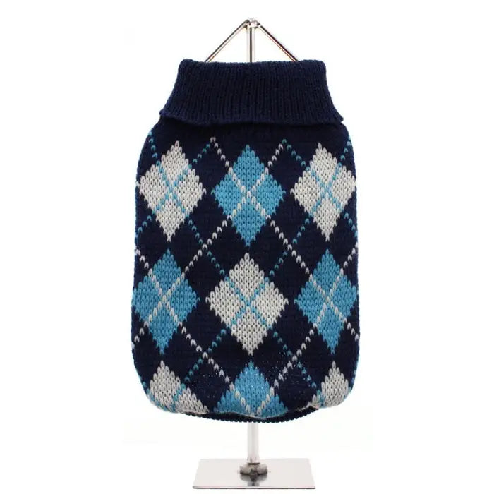 Blue Argyle Dog Jumper - Posh Pawz - 1