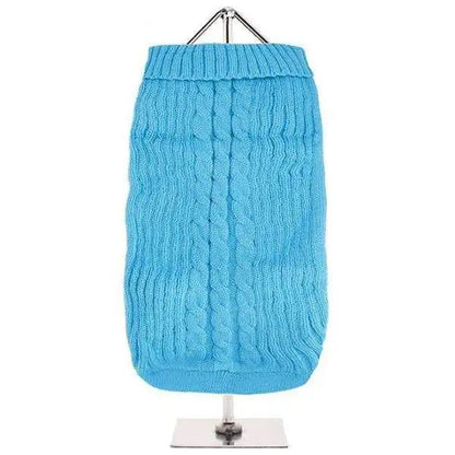 Blue Cable Knit Dog Jumper - Posh Pawz - 1