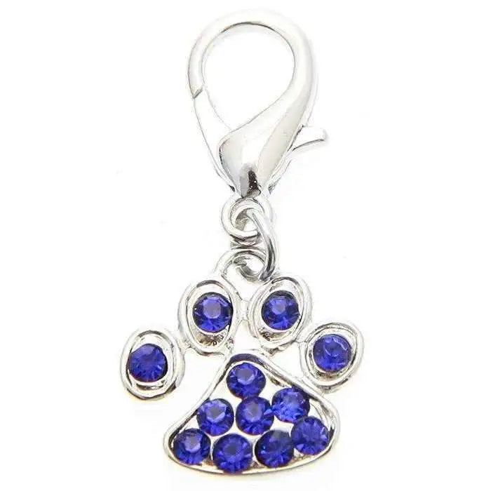 Blue Crystal Little Paw Dog Collar Charm - Posh Pawz - 1