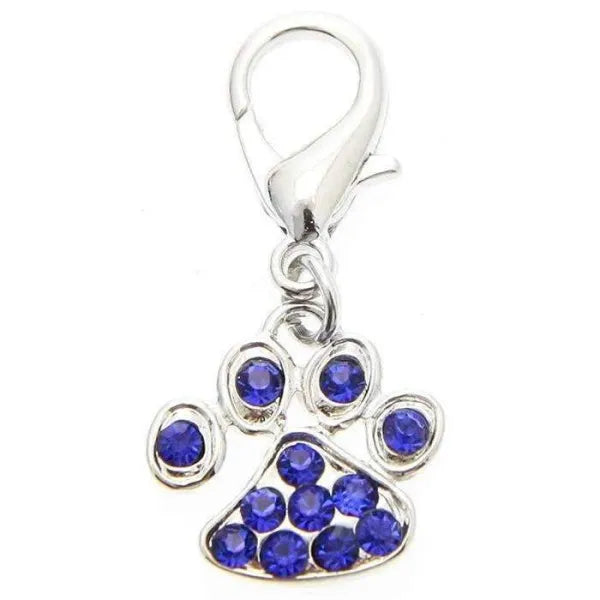 Blue Crystal Little Paw Dog Collar Charm - Posh Pawz - 1