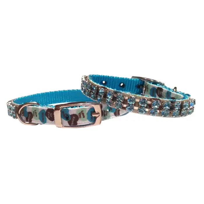 Blue Crystal Love Hearts Puppy Collar Small - Sale - 1
