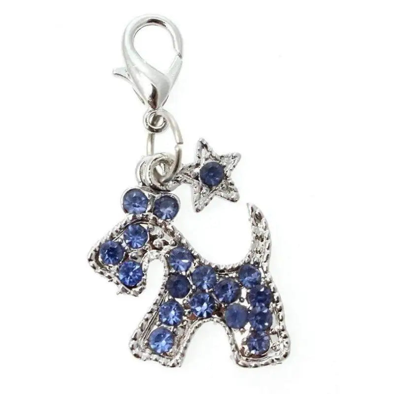 Blue Diamante Scottie Dog Collar Charm - Urban - 1