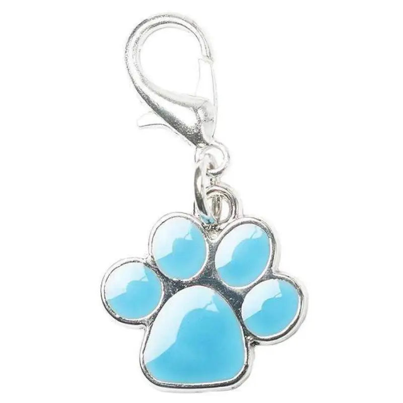 Blue Enamel Paw Dog Collar Charm - Posh Pawz - 1