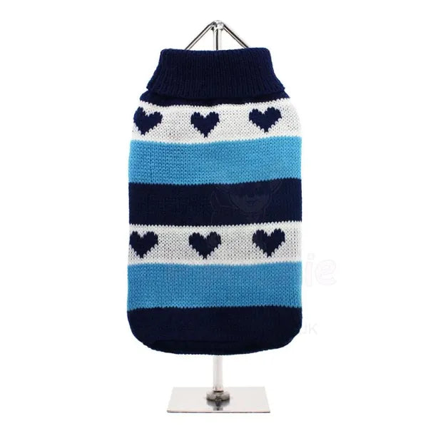 Blue Hearts Striped Dog Jumper - Urban - 2