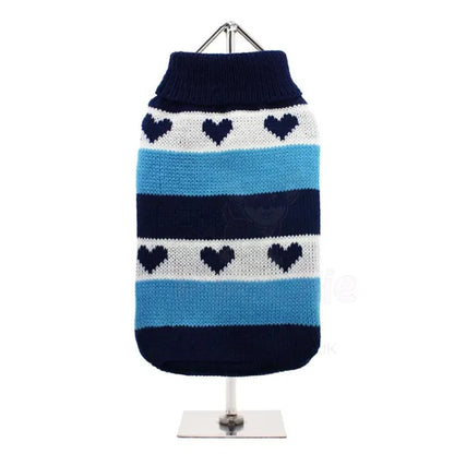 Blue Hearts Striped Dog Jumper - Urban - 2