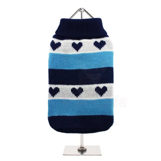 Blue Hearts Striped Dog Jumper - Urban - 2
