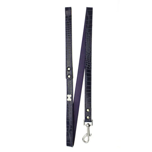 Blue Leather Diamante Bone Dog Lead - Urban Pup - 1