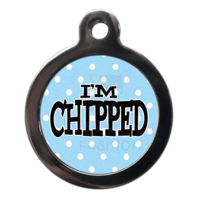 Blue Polka Dot I’m Chipped Cat Id Tag - Ps Pet Tags - 1