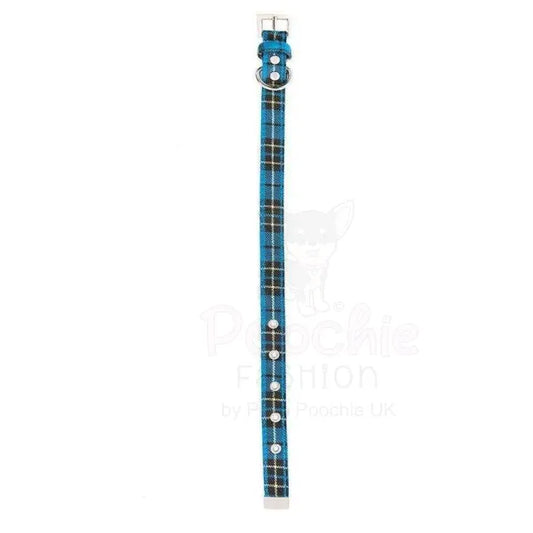 Blue Tartan Fabric Dog Collar - Urban - 2