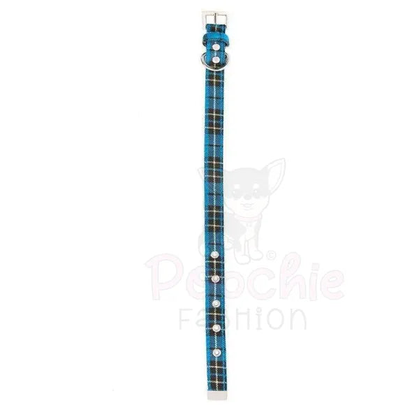 Blue Tartan Fabric Dog Collar - Urban Pup - 2