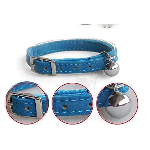 Blue Velvet Rhinestone Crystal Cat Collar Poochie Fashion