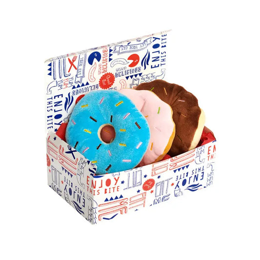 Box Of 3 Donut Plush & Squeaky Dog Toys - Posh Pawz - 1